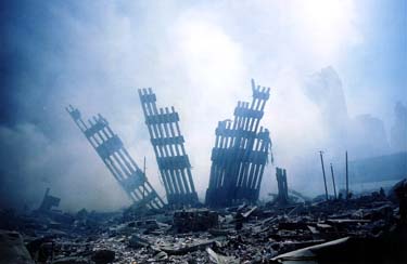 Imagen del World Trade Centre luego del ataque del 11 de Septiembre