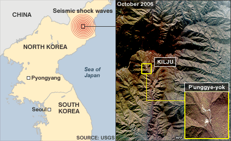 Presunto lugar de ocurrencia del test nuclear de Corea del Norte - BBC